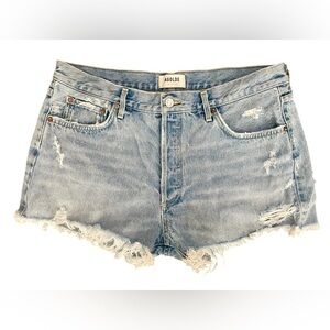 Agolde Shorts Women's 32 Blue Distressed Daisy Dukes Jorts Jean Denim Boho